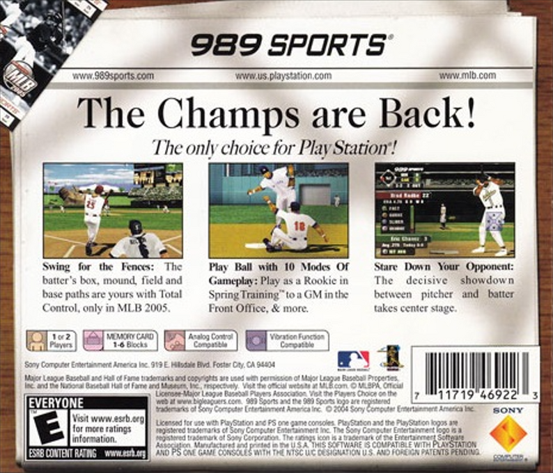 MLB 2005 — Box back