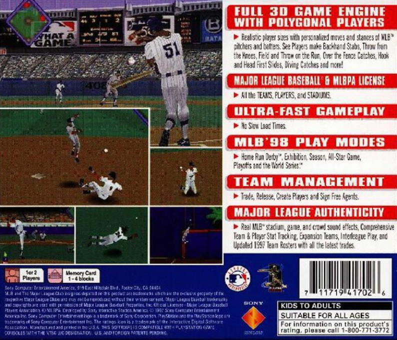 MLB 98 — Box back