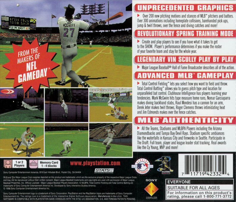 MLB 99 — Box back