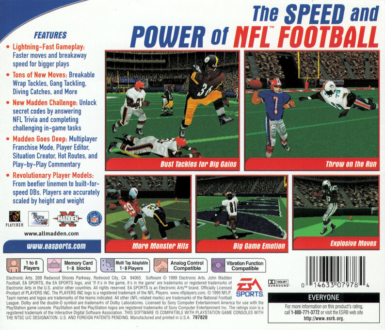 Madden NFL 2000 — Box back