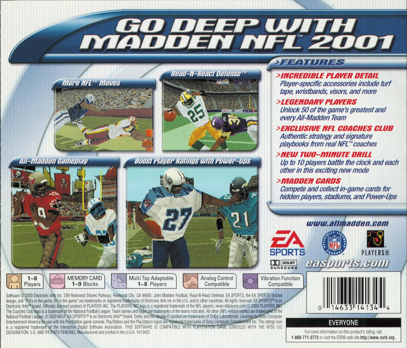 Madden NFL 2001 — Box back