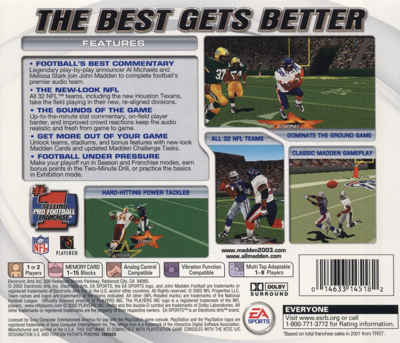 Madden NFL 2003 — Box back