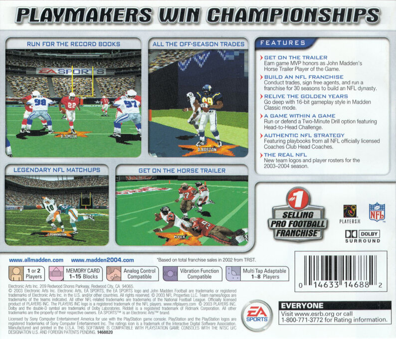 Madden NFL 2004 — Box back