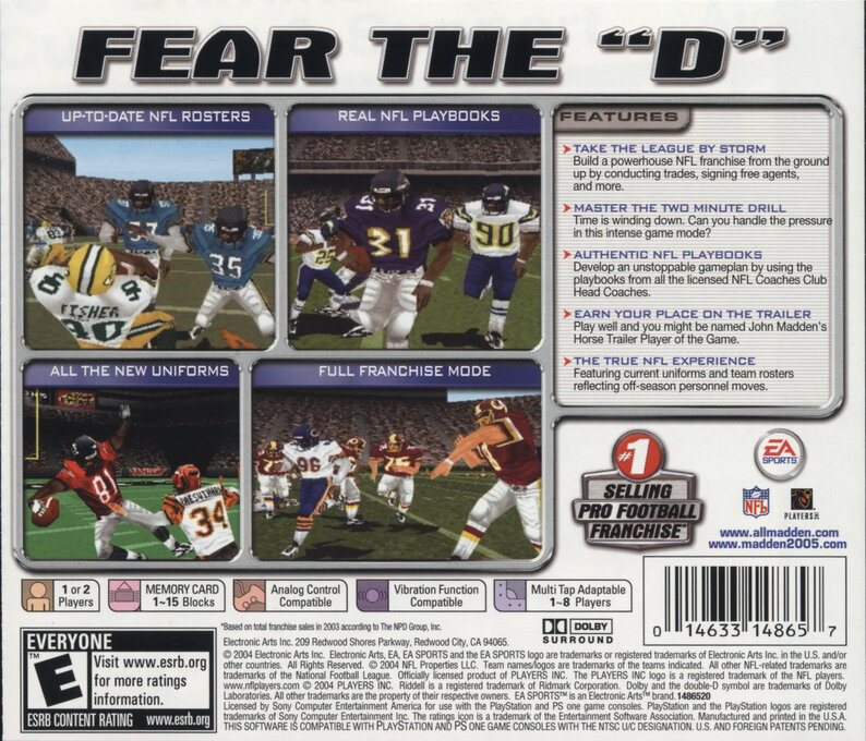 Madden NFL 2005 — Box back