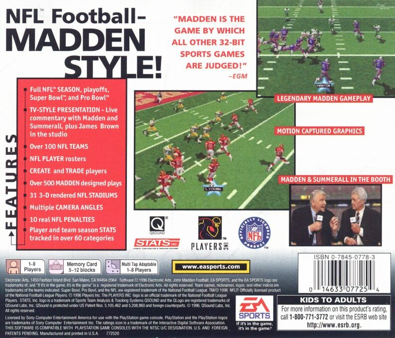 Madden NFL 97 — Box back