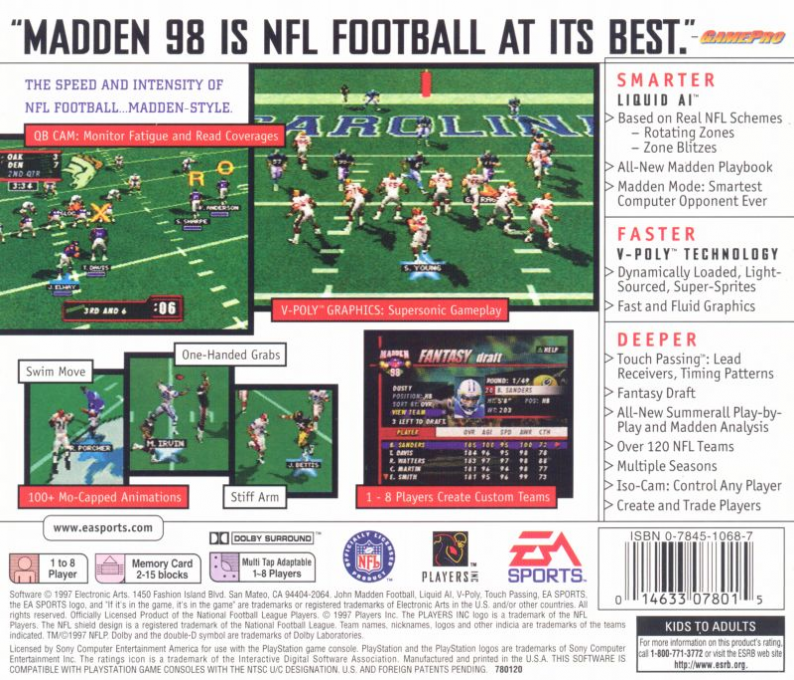 Madden NFL 98 — Box back