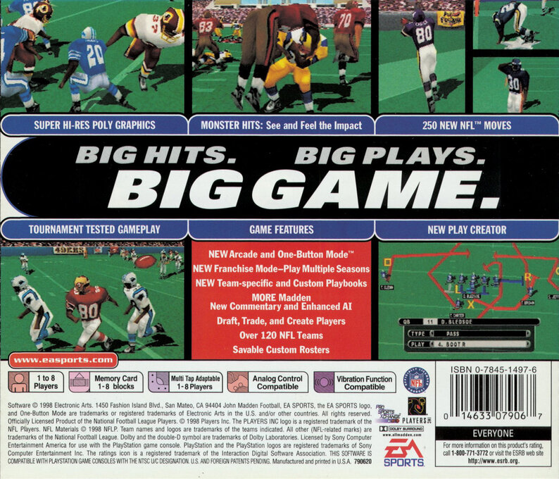 Madden NFL 99 — Box back