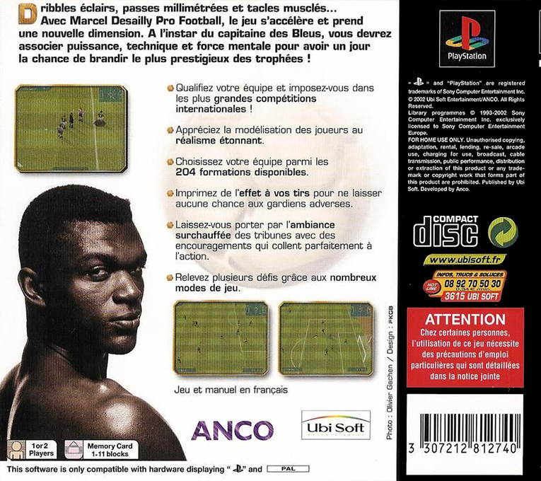 Marcel Desailly Pro Football — Box back