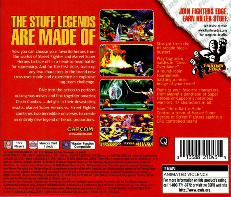 Marvel Super Heroes vs. Street Fighter — Box back