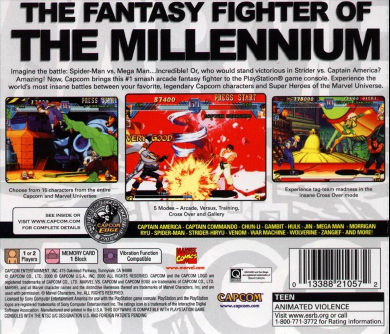 Marvel vs. Capcom : Clash of Super Heroes — Box back