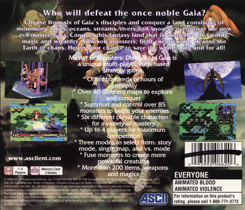 Master of Monsters : Disciples of Gaia — Box back