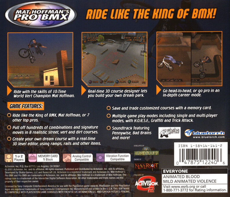Mat Hoffman's Pro BMX — Box back