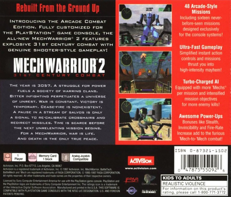 MechWarrior 2 : 31st Century Combat, Arcade Combat Edition — Box back