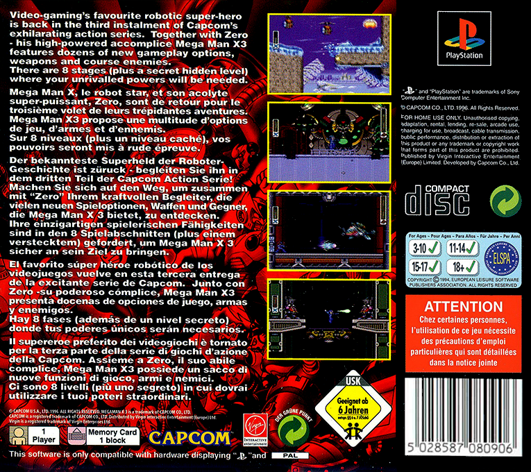 Mega Man X3 — Box back