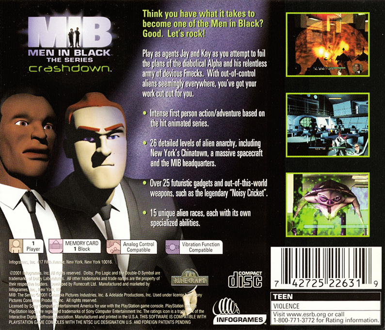 Men in Black : The Series, Crashdown — Box back