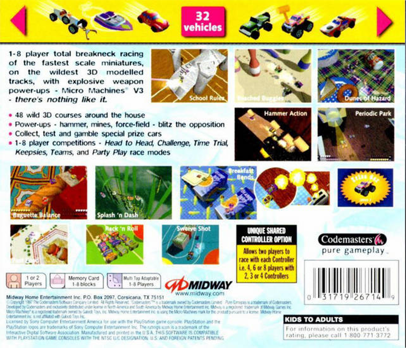 Micro Machines V3 — Box back