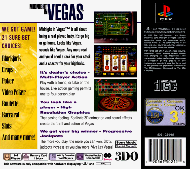 Midnight in Vegas — Box back