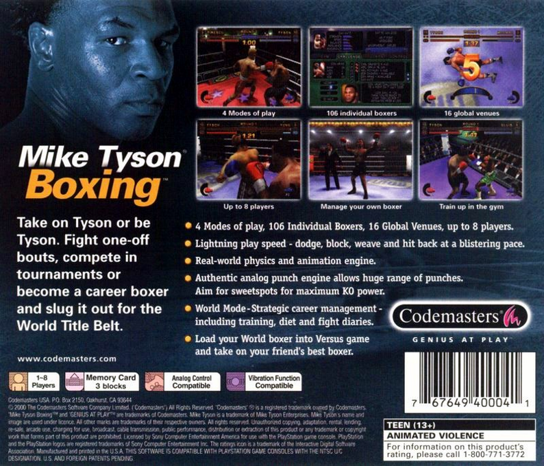 Mike Tyson Boxing — Box back