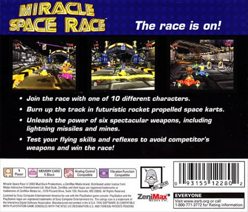 Miracle Space Race — Box back