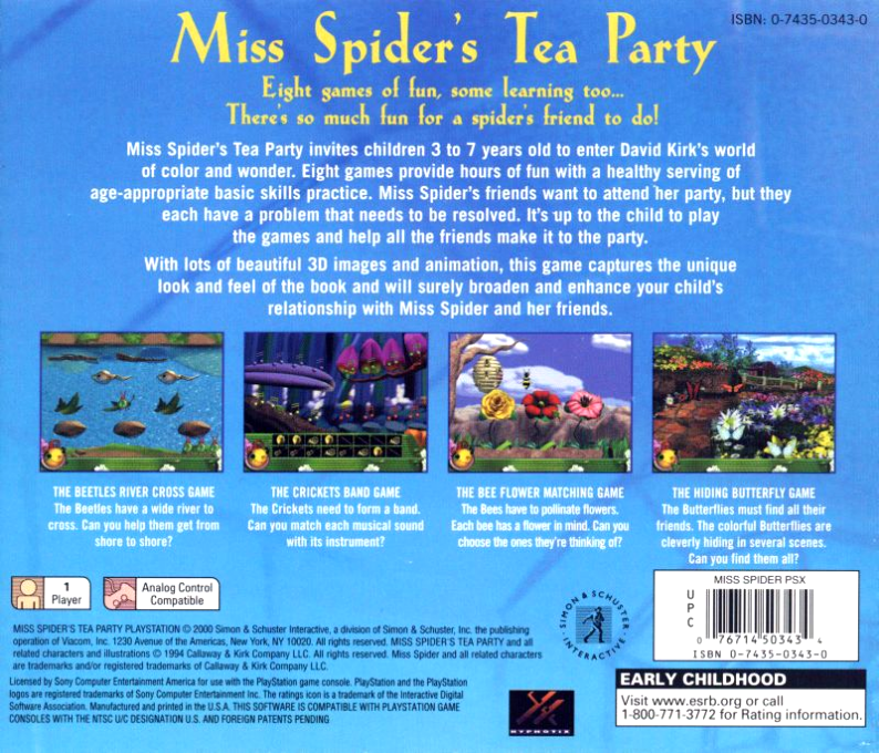 Miss Spider's Tea Party — Box back