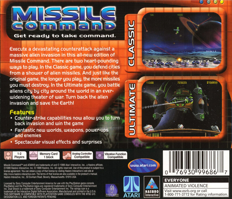 Missile Command — Box back