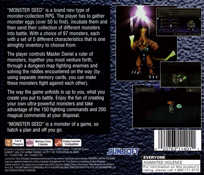 MonsterSeed — Box back