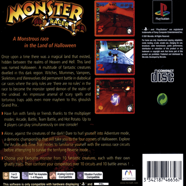 Monster Racer — Box back