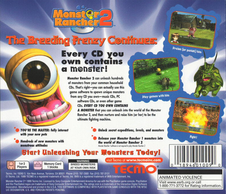 Monster Rancher 2 — Box back
