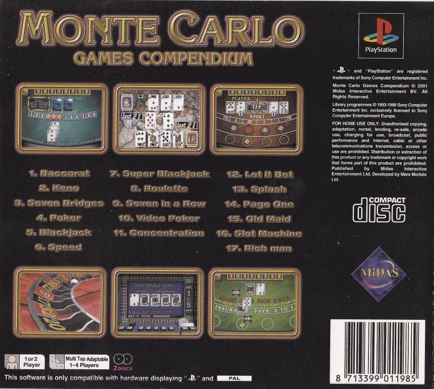 Monte Carlo Games Compendium — Box back