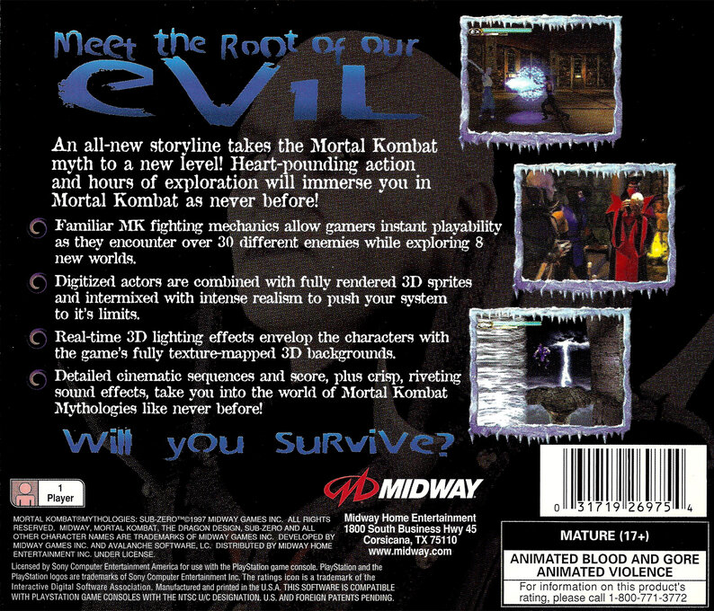Mortal Kombat Mythologies : Sub-Zero — Box back