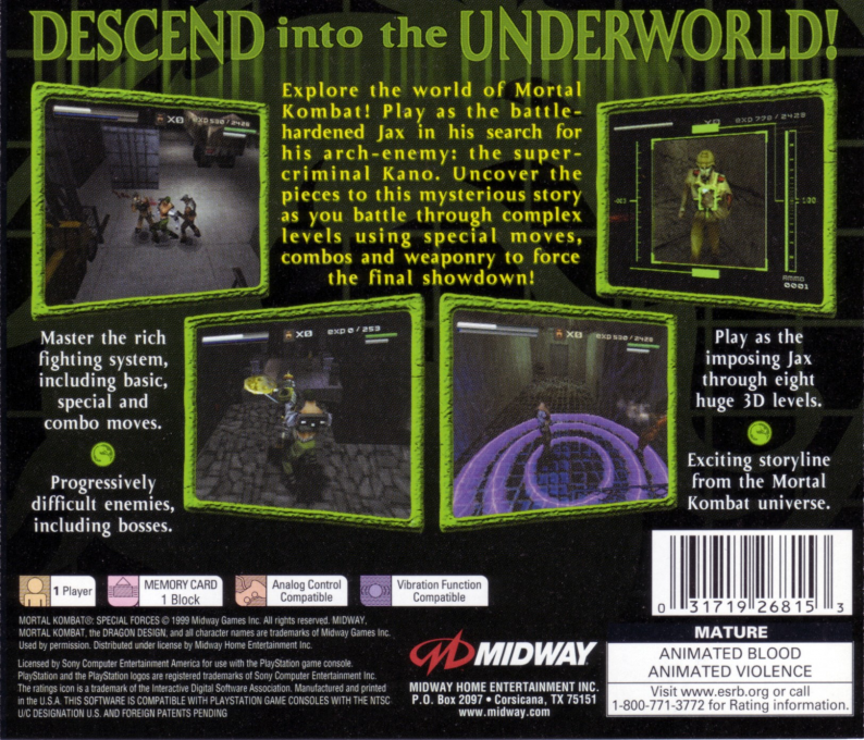 Mortal Kombat : Special Forces — Box back