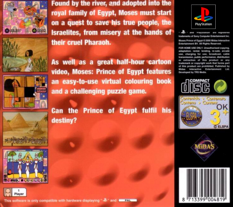 Moses : Prince of Egypt — Box back