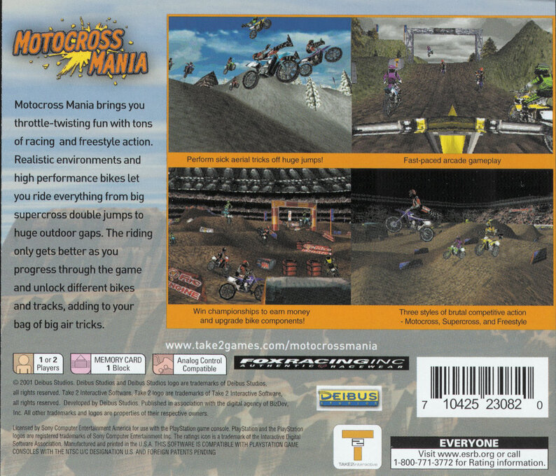 Motocross Mania — Box back
