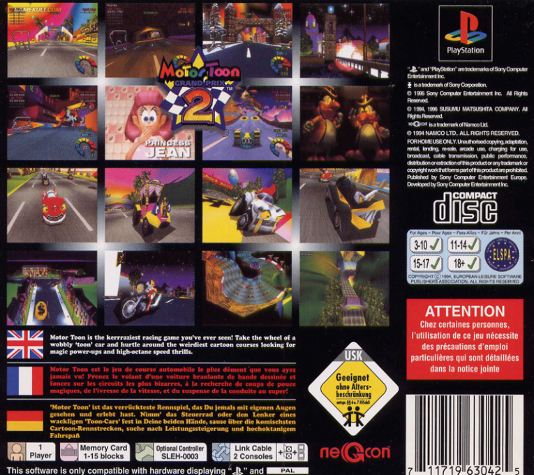 Motor Toon Grand Prix 2 — Box back