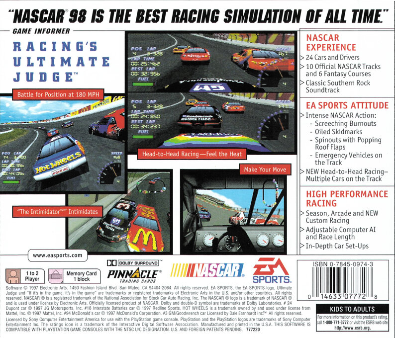 NASCAR 98 — Box back