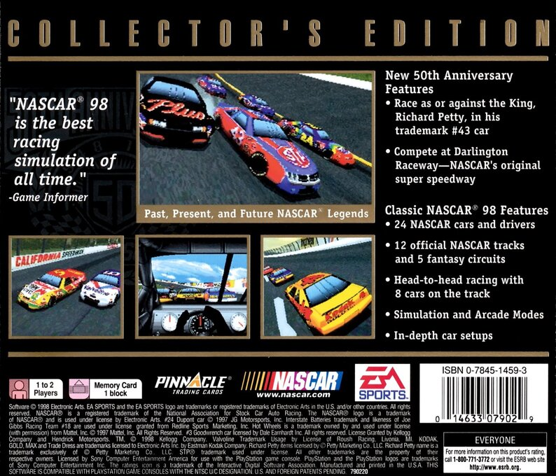 NASCAR 98 Collector's Edition — Box back