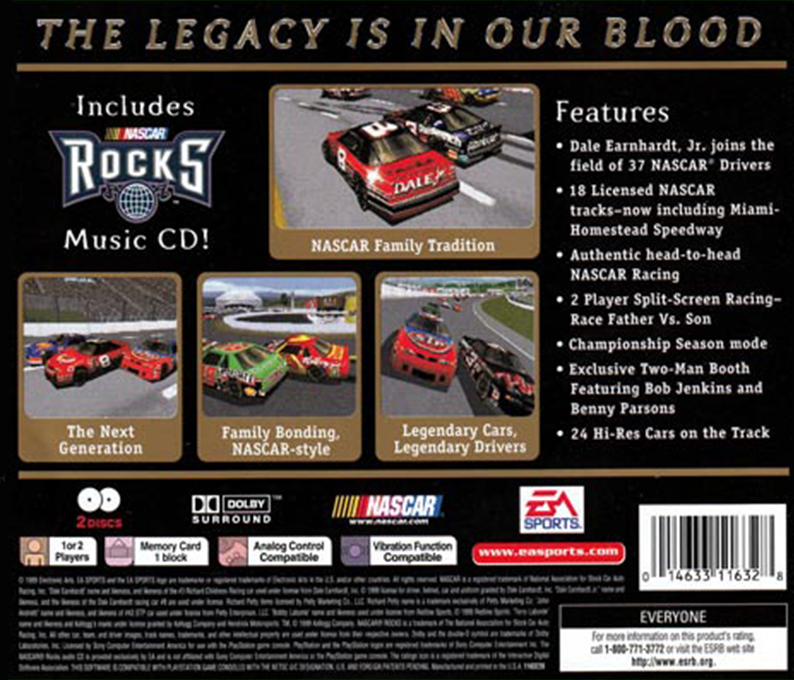 NASCAR 99 Legacy — Box back