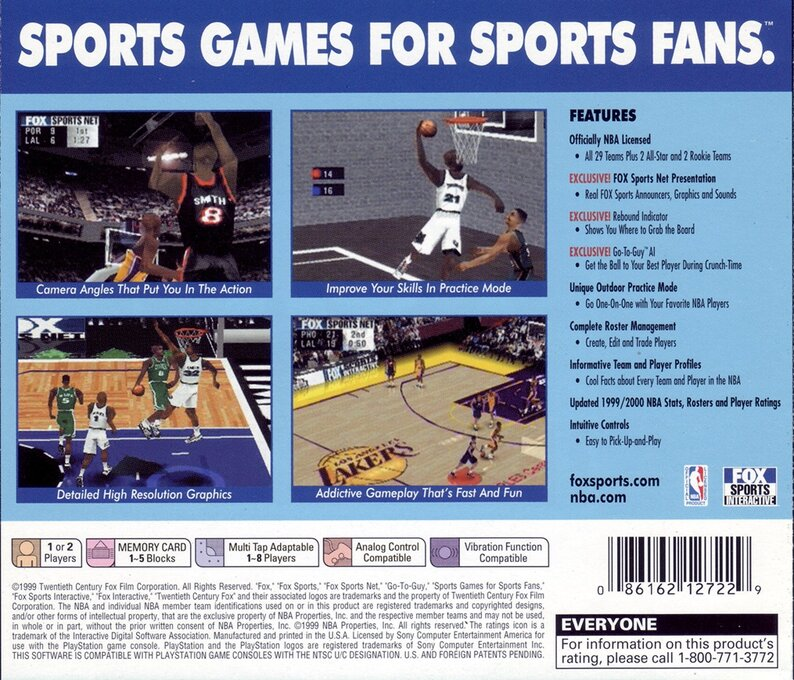 NBA Basketball 2000 — Box back