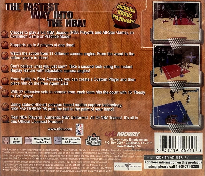 NBA Fastbreak '98 — Box back