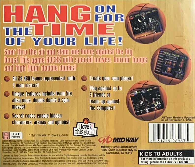 NBA Hangtime — Box back