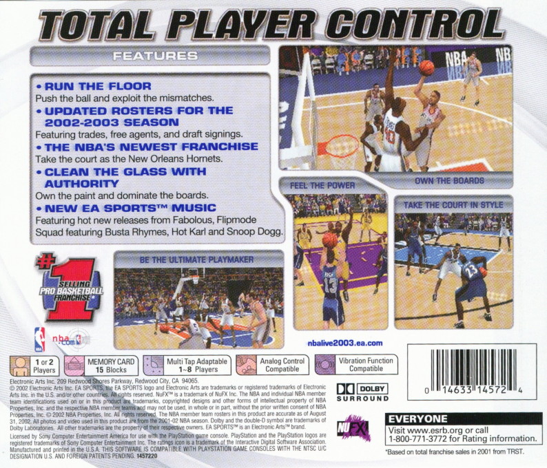 NBA Live 2003 — Box back