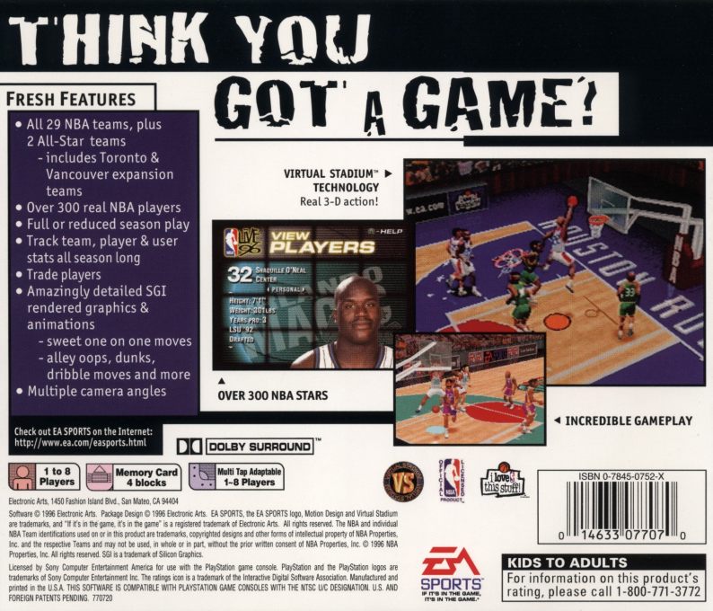 NBA Live 96 — Box back