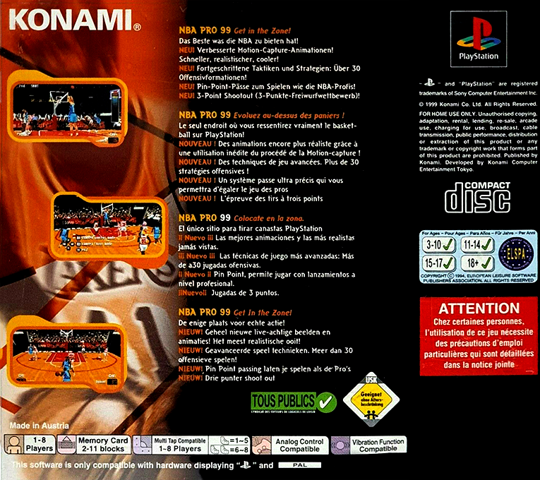 NBA Pro 99 — Box back