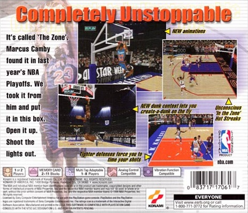 NBA in the Zone 2000 — Box back