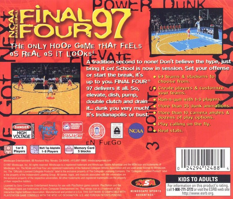 NCAA Basketball Final Four 97 — Box back
