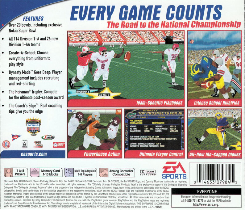 NCAA Football 2000 — Box back