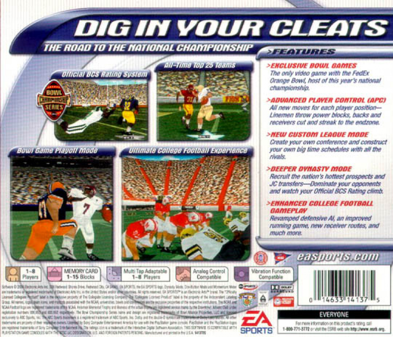 NCAA Football 2001 — Box back