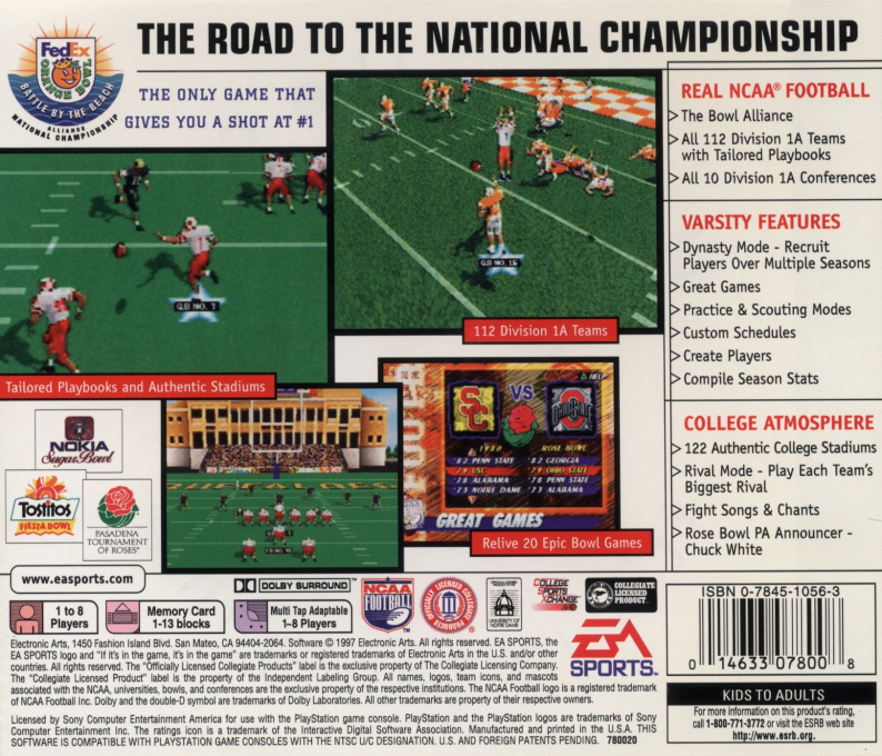 NCAA Football 98 — Box back