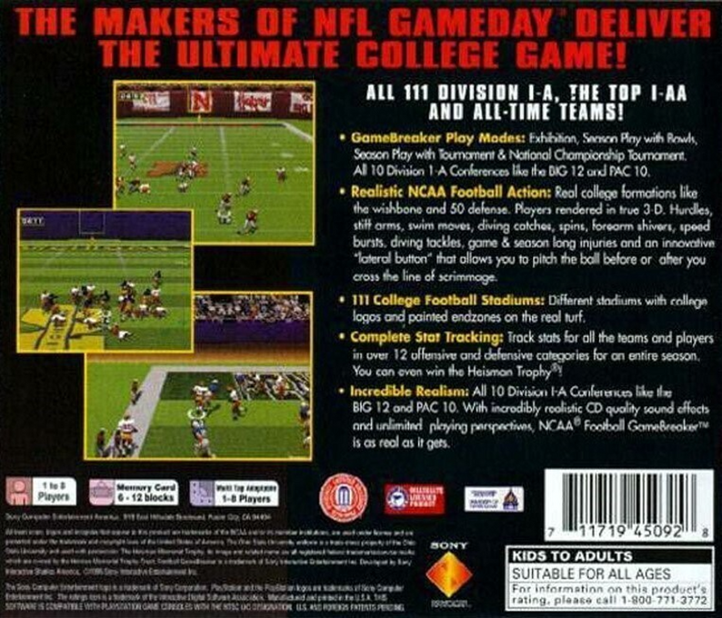 NCAA Football GameBreaker — Box back
