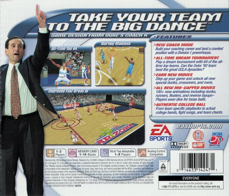 NCAA March Madness 2001 — Box back